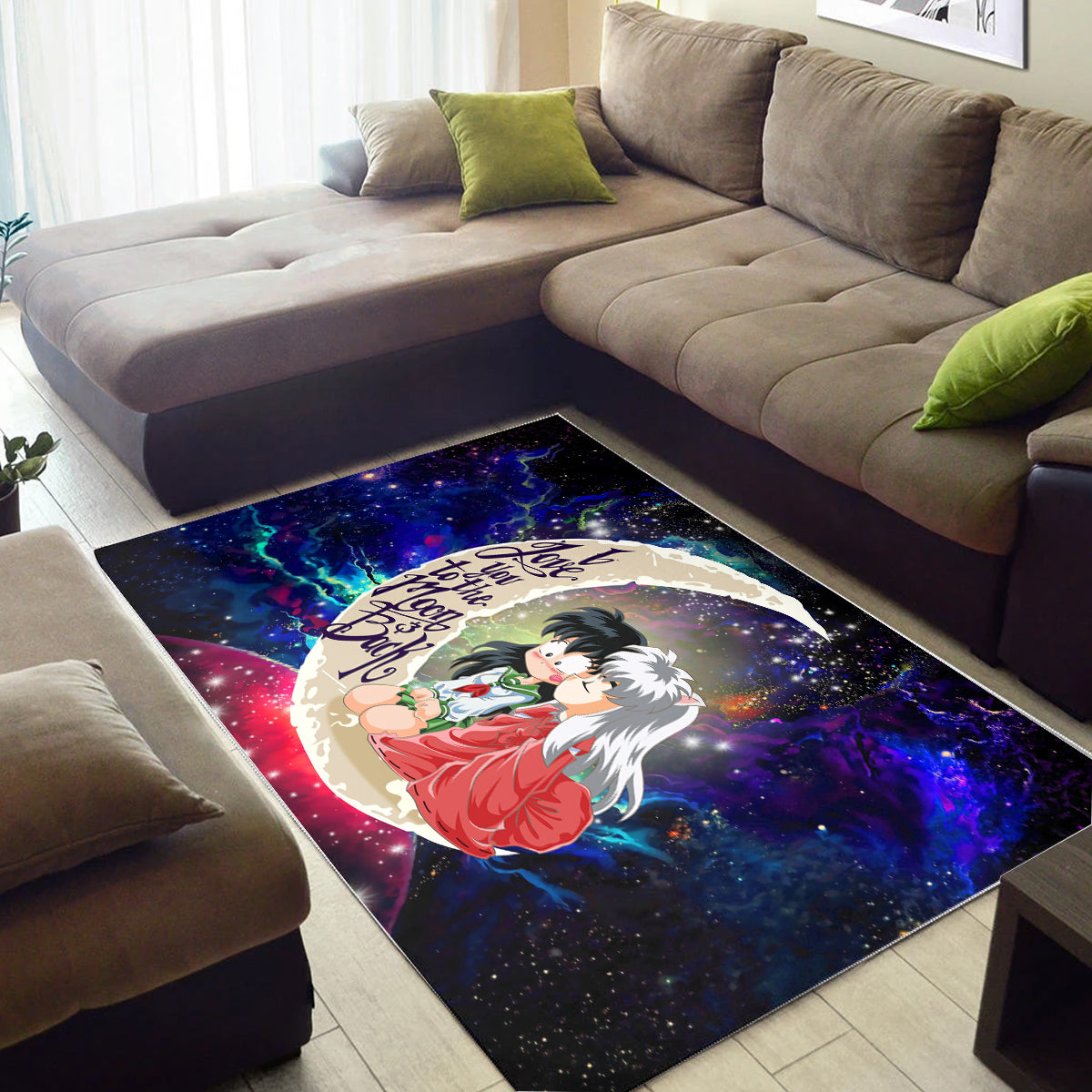 Inuyasha Love You To The Moon Galaxy Carpet Rug Home Room Decor