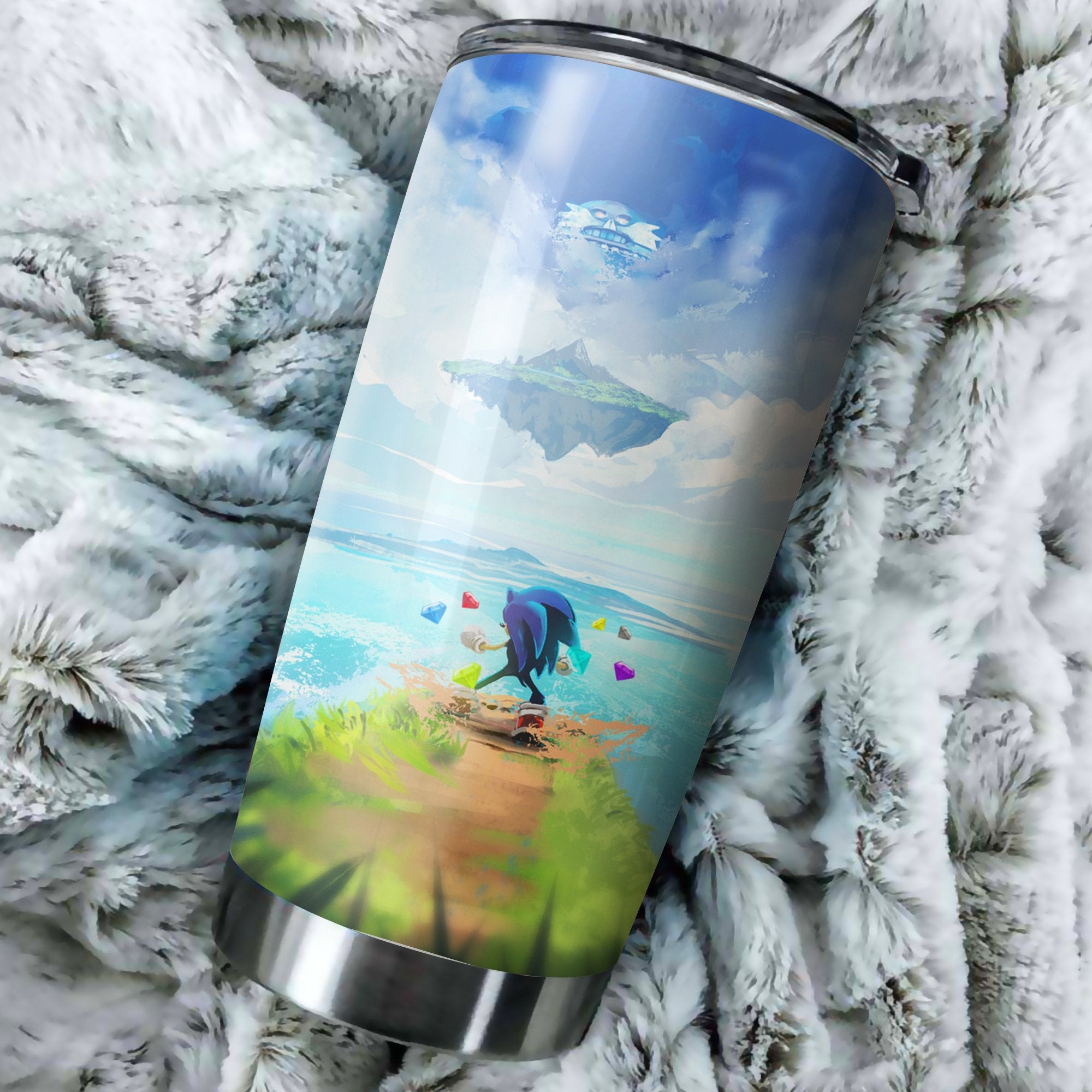 Sonic The Hedgehog Poster Tumbler Best Perfect Gift Idea Stainless Traveling Mugs 2021