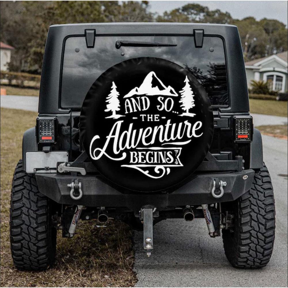 And So The Adventure Begins Car Spare Tire Cover Gift For Campers