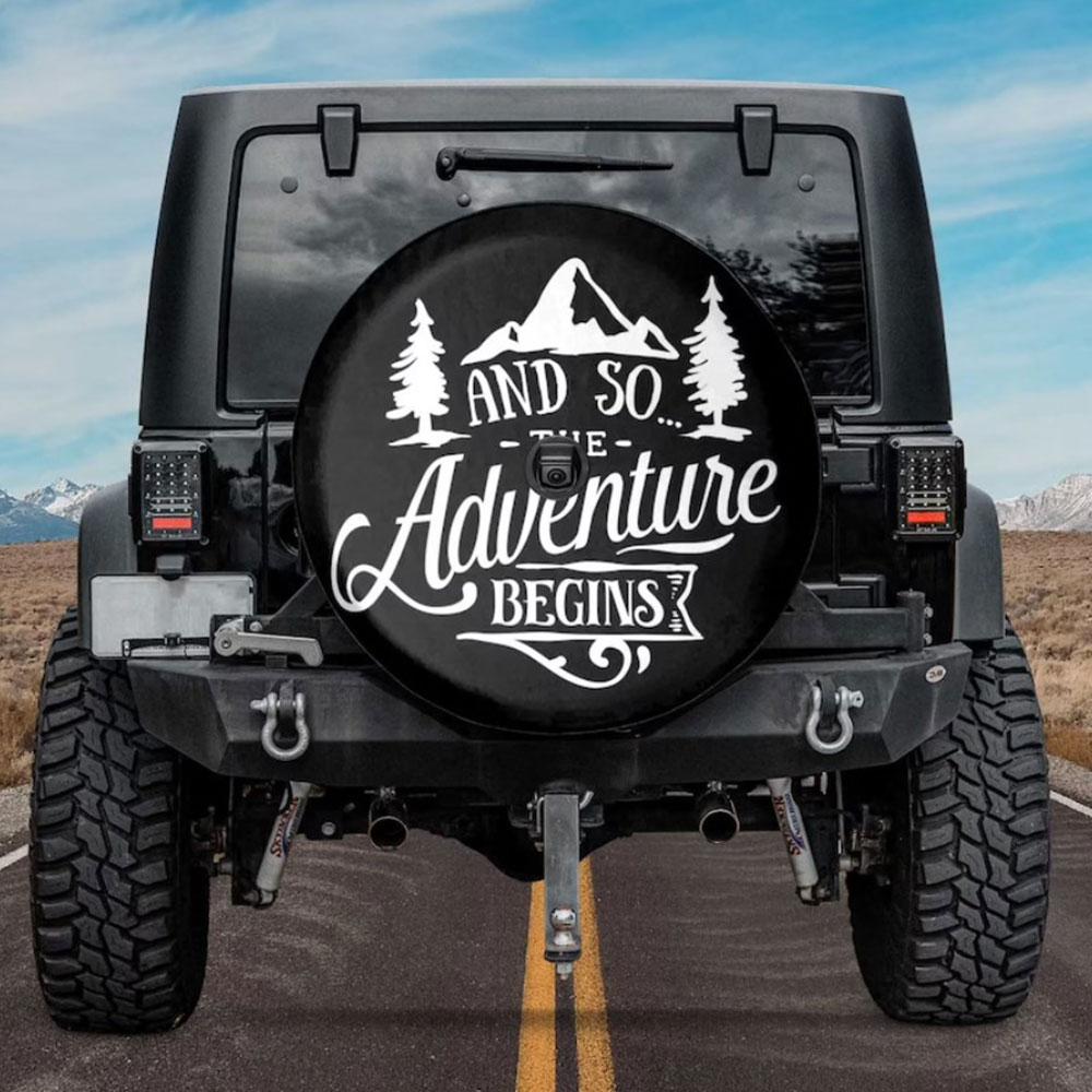And So The Adventure Begins Car Spare Tire Cover Gift For Campers