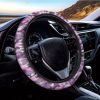 Pink Purple And Grey Camouflage Print Car Steering Wheel Cover