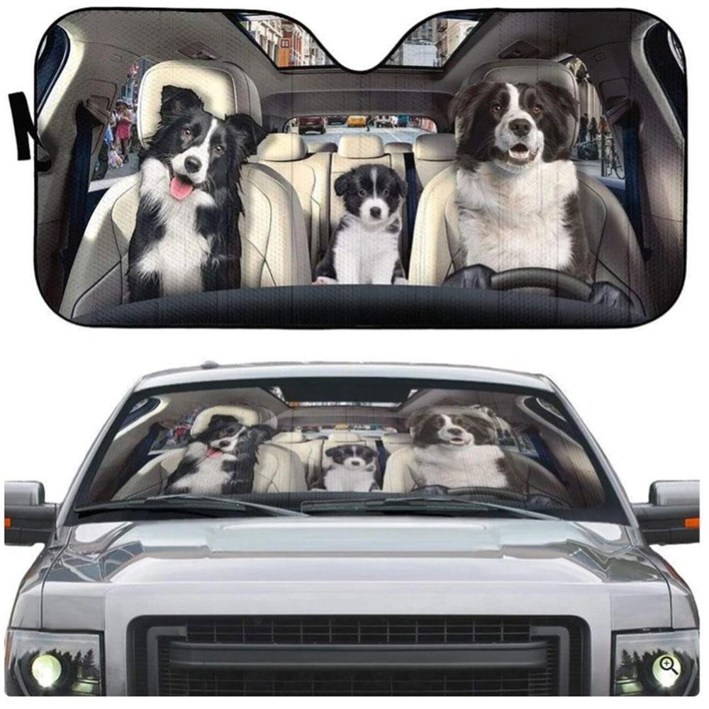 Border Collie Puppy Custom Car Auto Sun Shades Windshield Accessories Decor Gift