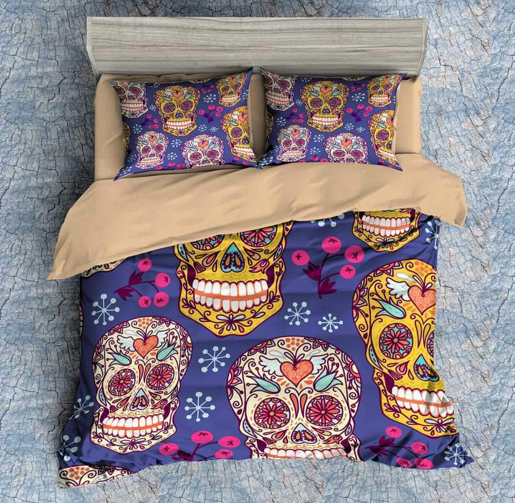 3D Customize Colorful Skull Bedding Set Duvet Cover Set Bedroom Set Bedlinen 4