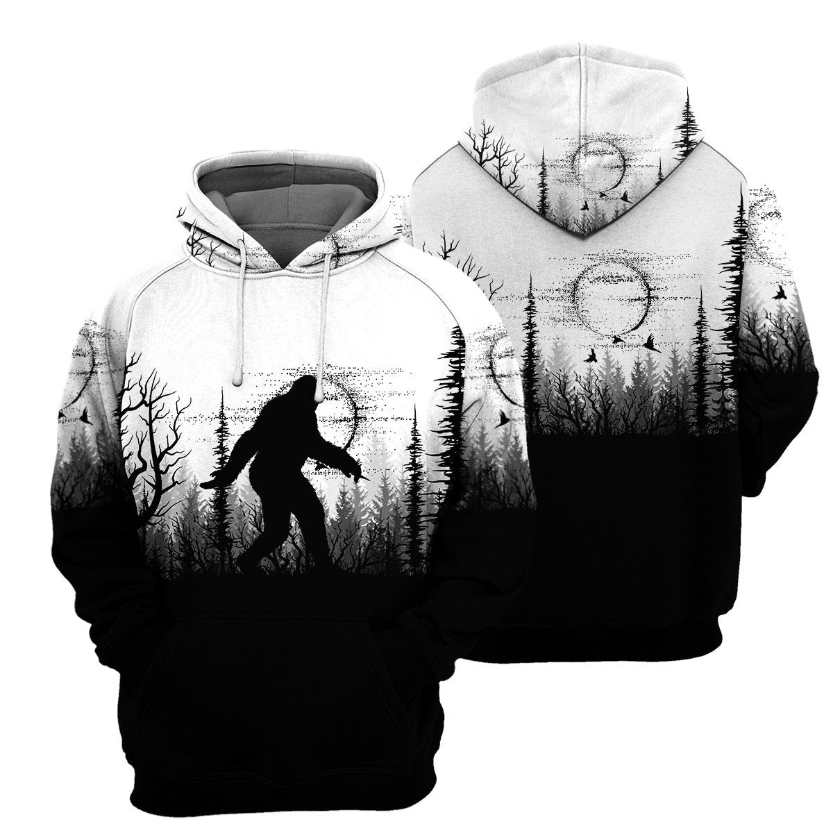 Bigfoot Black And White Camping Custom Hoodie Amazing Gift Idea