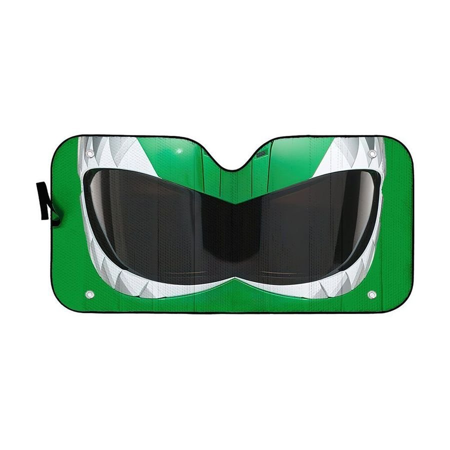 Mighty Morphin Green Power Ranger Helmet Custom Car Auto Sunshade Windshield Accessories Decor Gift