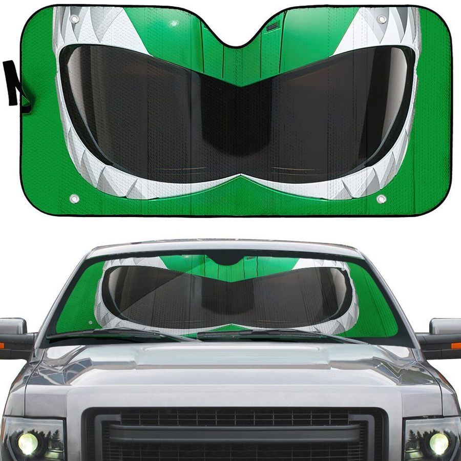 Mighty Morphin Green Power Ranger Helmet Custom Car Auto Sunshade Windshield Accessories Decor Gift