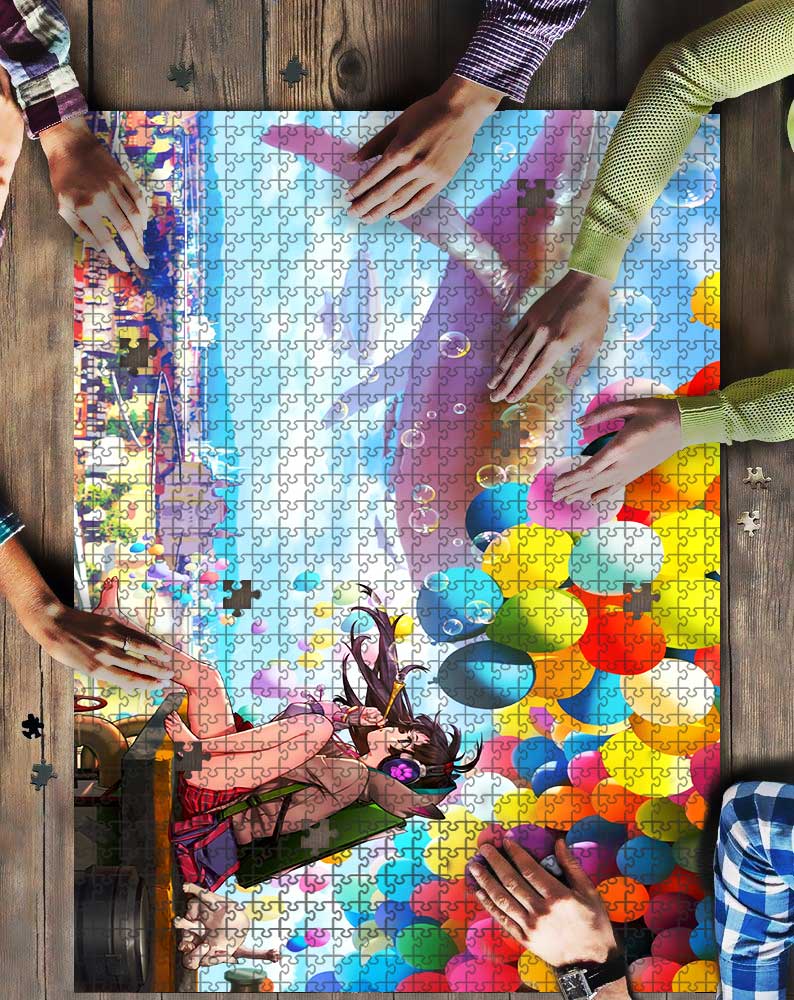 Girl And Balloons Animated Mock Puzzle