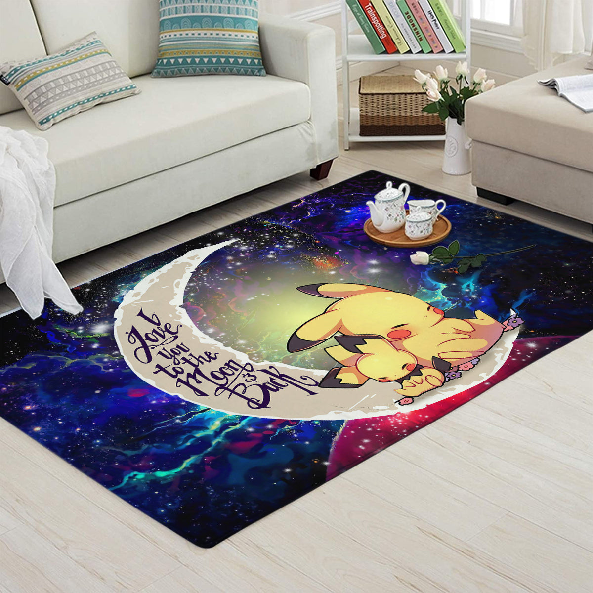 Pikachu Pokemon Sleep Love You To The Moon Galaxy Carpet Rug Home Room Decor