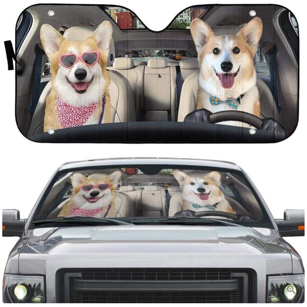 Love Corgi Dogs In Car Custom Car Auto Sun Shades Windshield Accessories Decor Gift