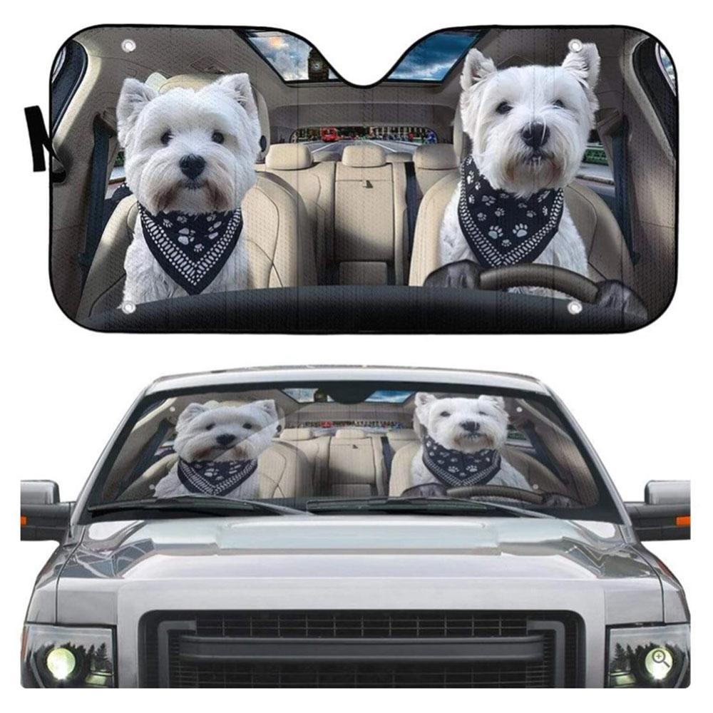 Love Couple Terrier Dogs In Car Custom Car Auto Sun Shades Windshield Accessories Decor Gift