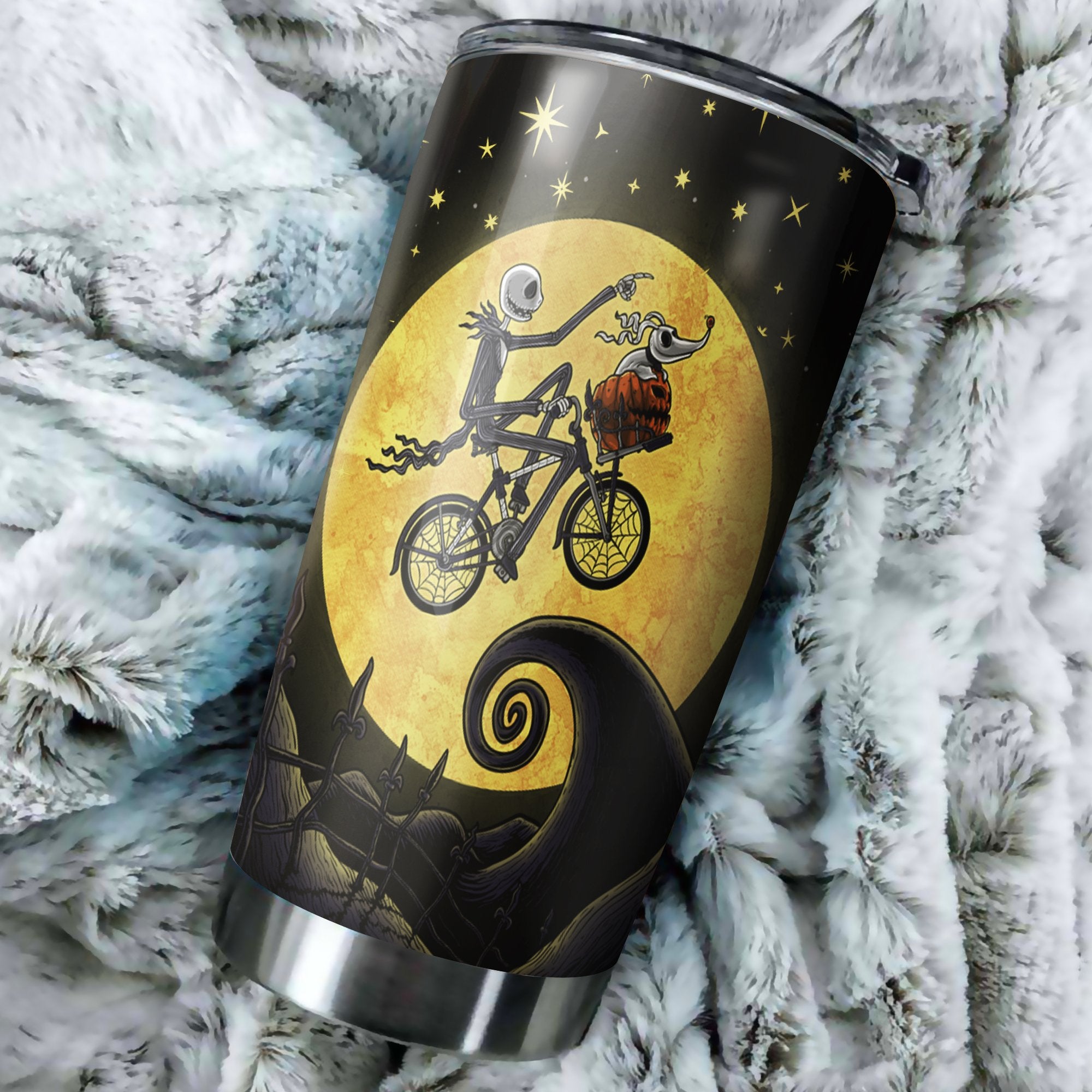 Nightmare Before Christmas Bike Tumbler Best Perfect Gift Idea Stainless Traveling Mugs 2021