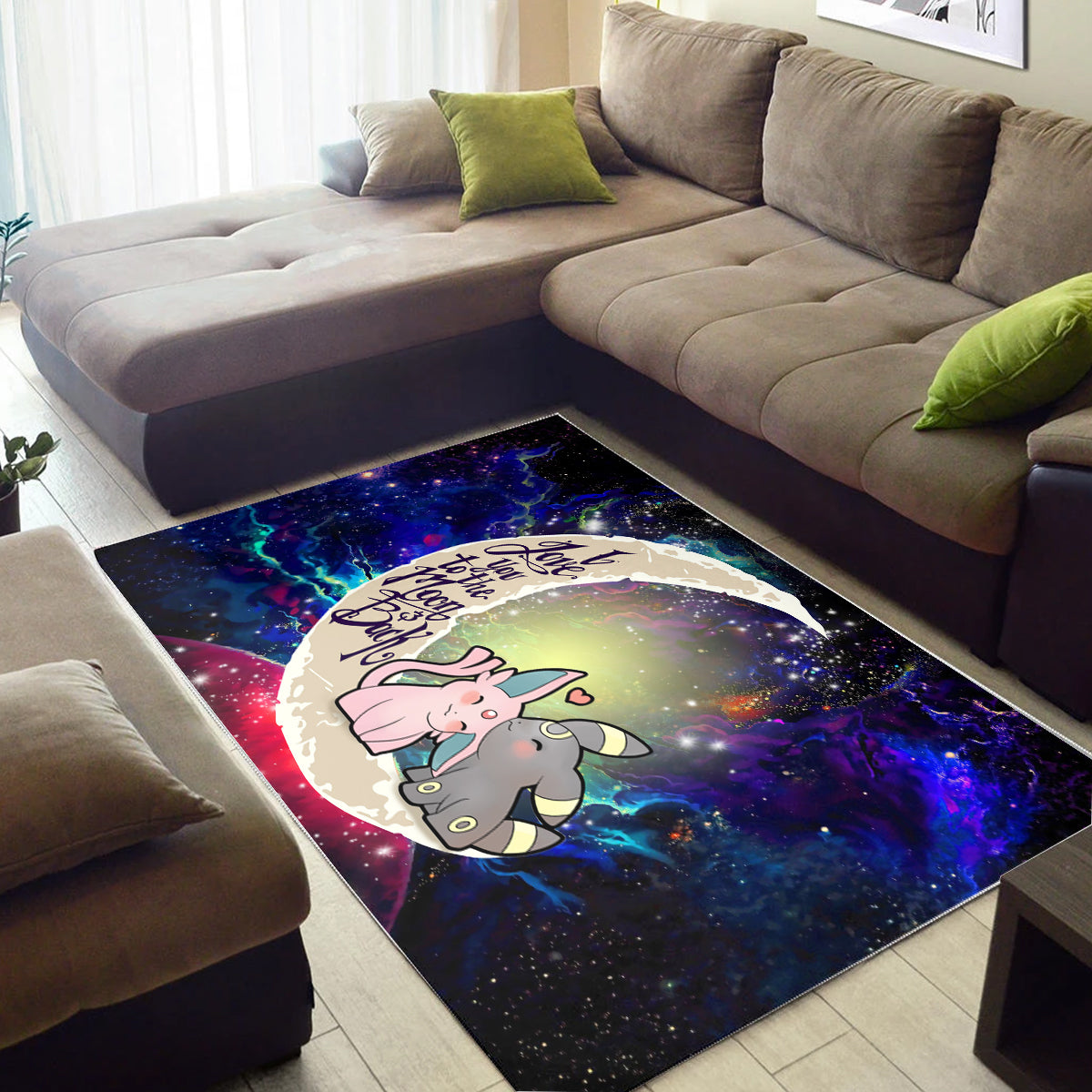 Pokemon Espeon Umbreon Love You To The Moon Galaxy Carpet Rug Home Room Decor