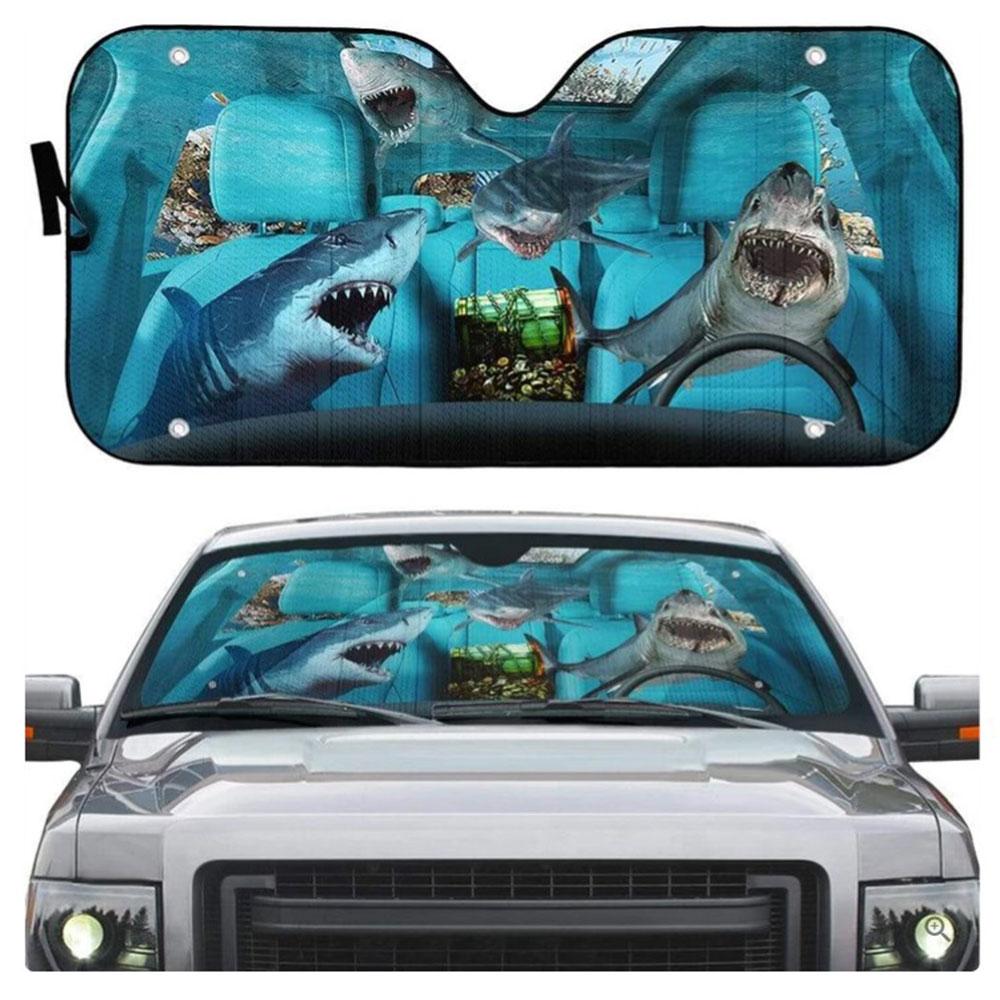 Shark Custom Car Auto Sun Shades Windshield Accessories Decor Gift