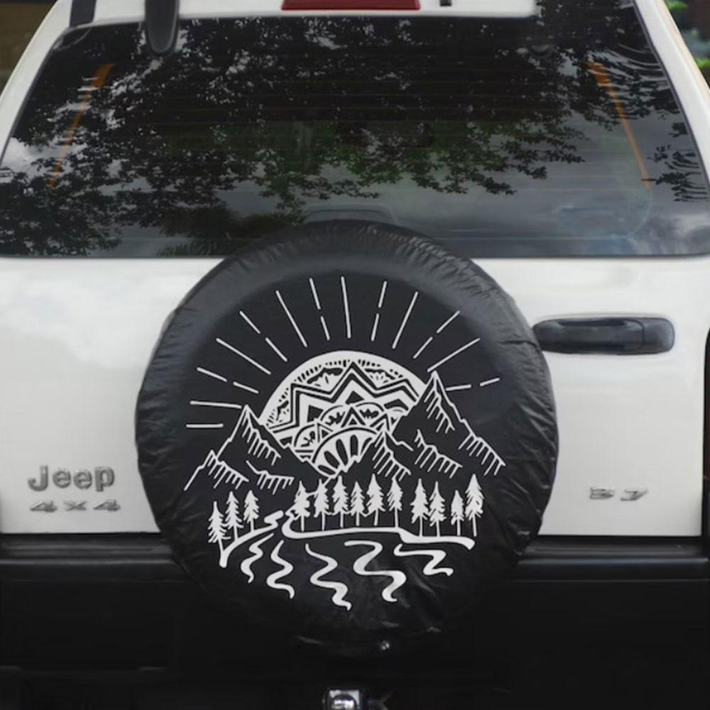Mountains Mandala River Car Spare Tire Cover Gift For Campers