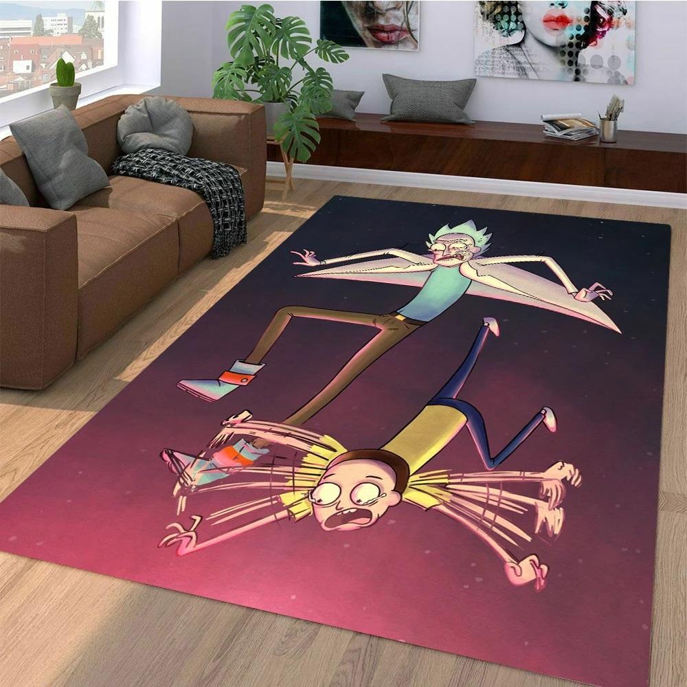 Rick And Morty Falling Area Rug Home Decor Bedroom Living Room Decor