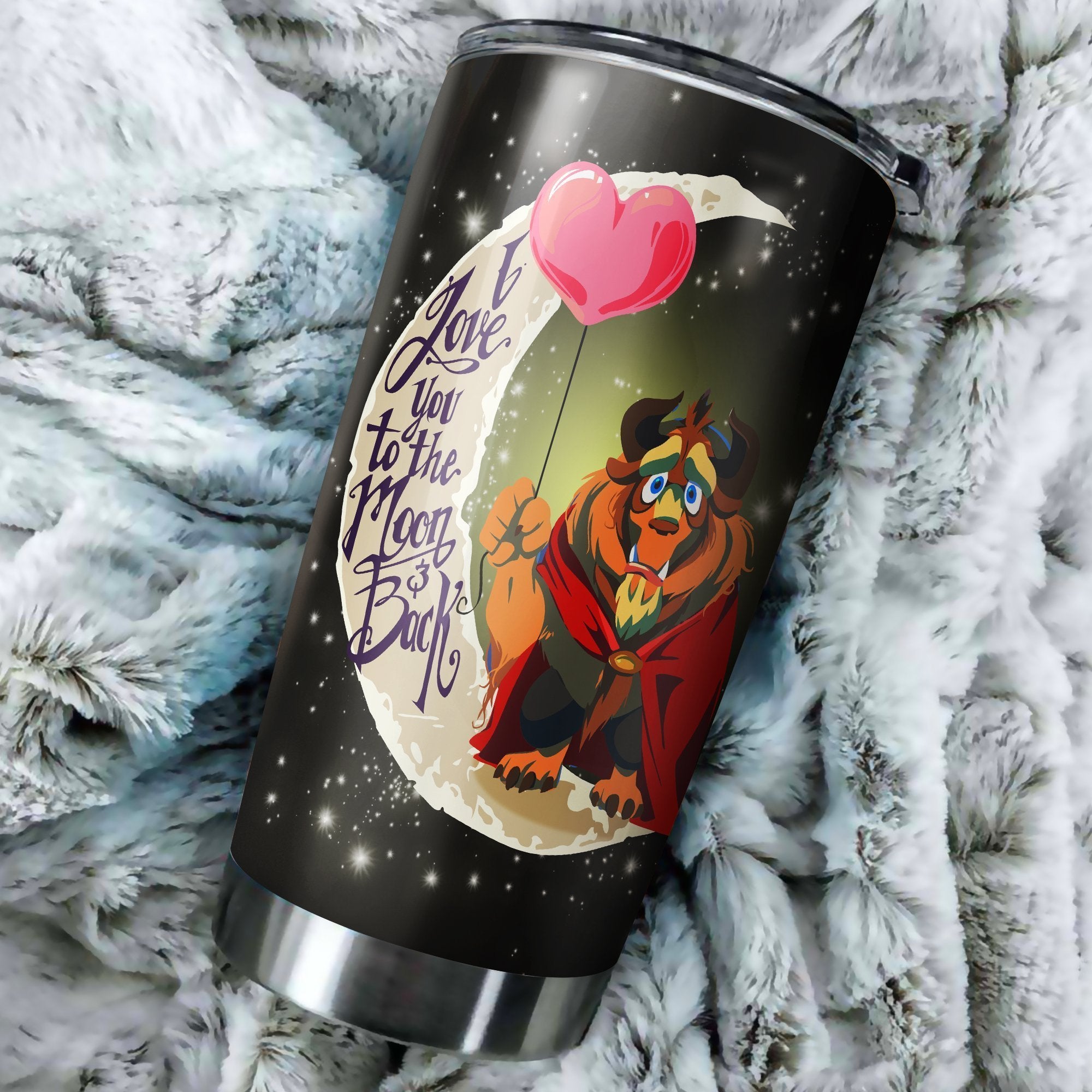 Beauty And The Beast Moon Tumbler Perfect Birthday Best Gift Stainless Traveling Mugs 2021