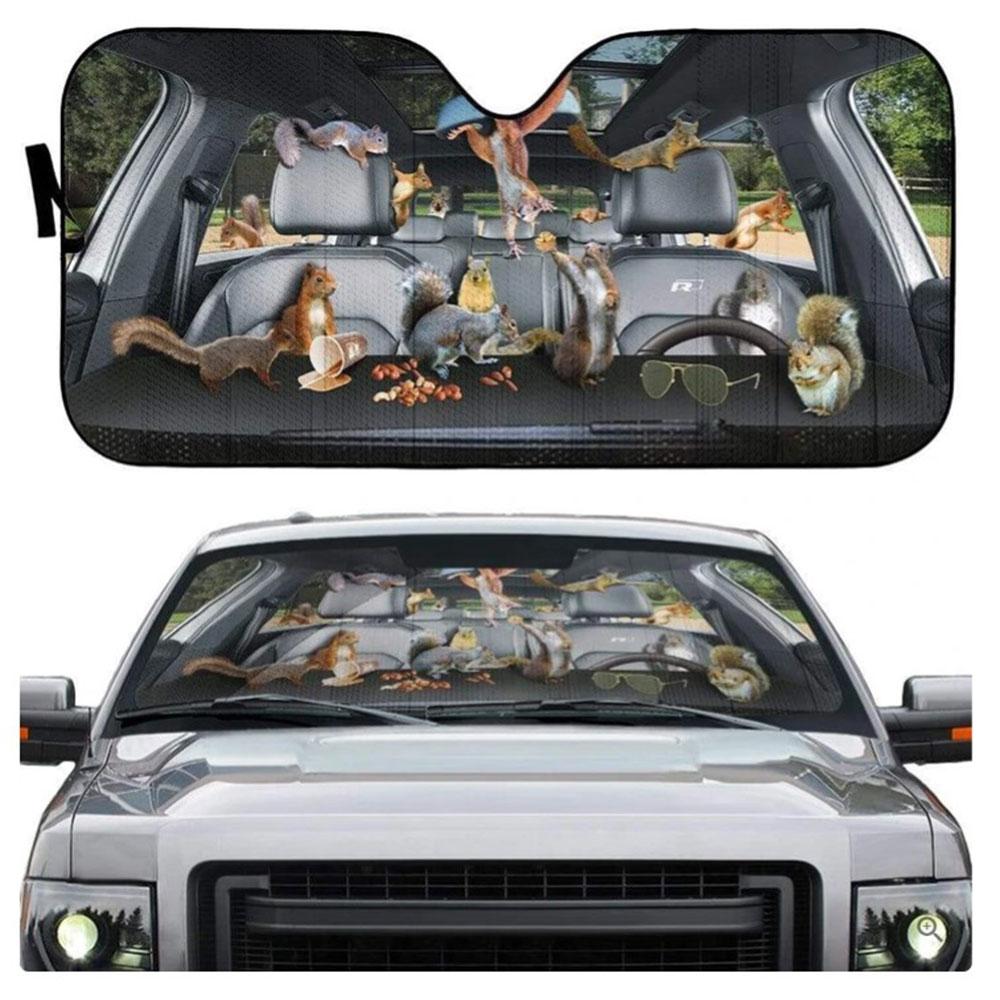 Squirrel Custom Car Auto Sun Shades Windshield Accessories Decor Gift