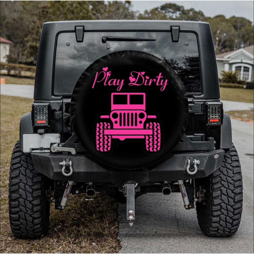 Play Dirty Pink Jeep Car Spare Tire Cover Gift For Campers