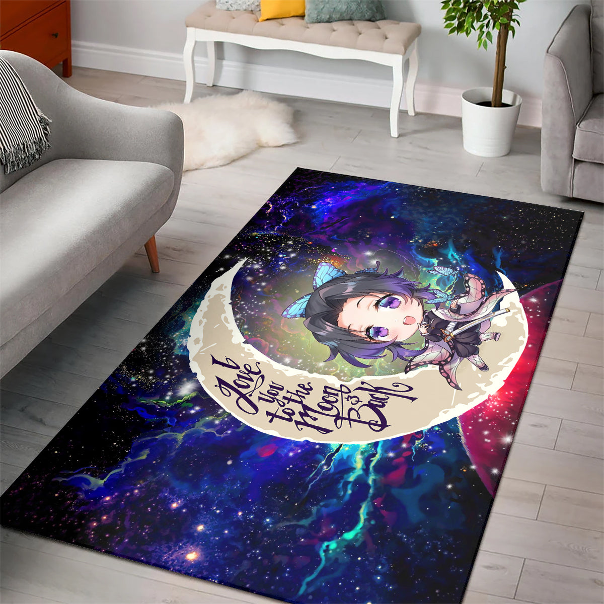 Shinobu demon slayer Love You To The Moon Carpet Rug Home Room Decor