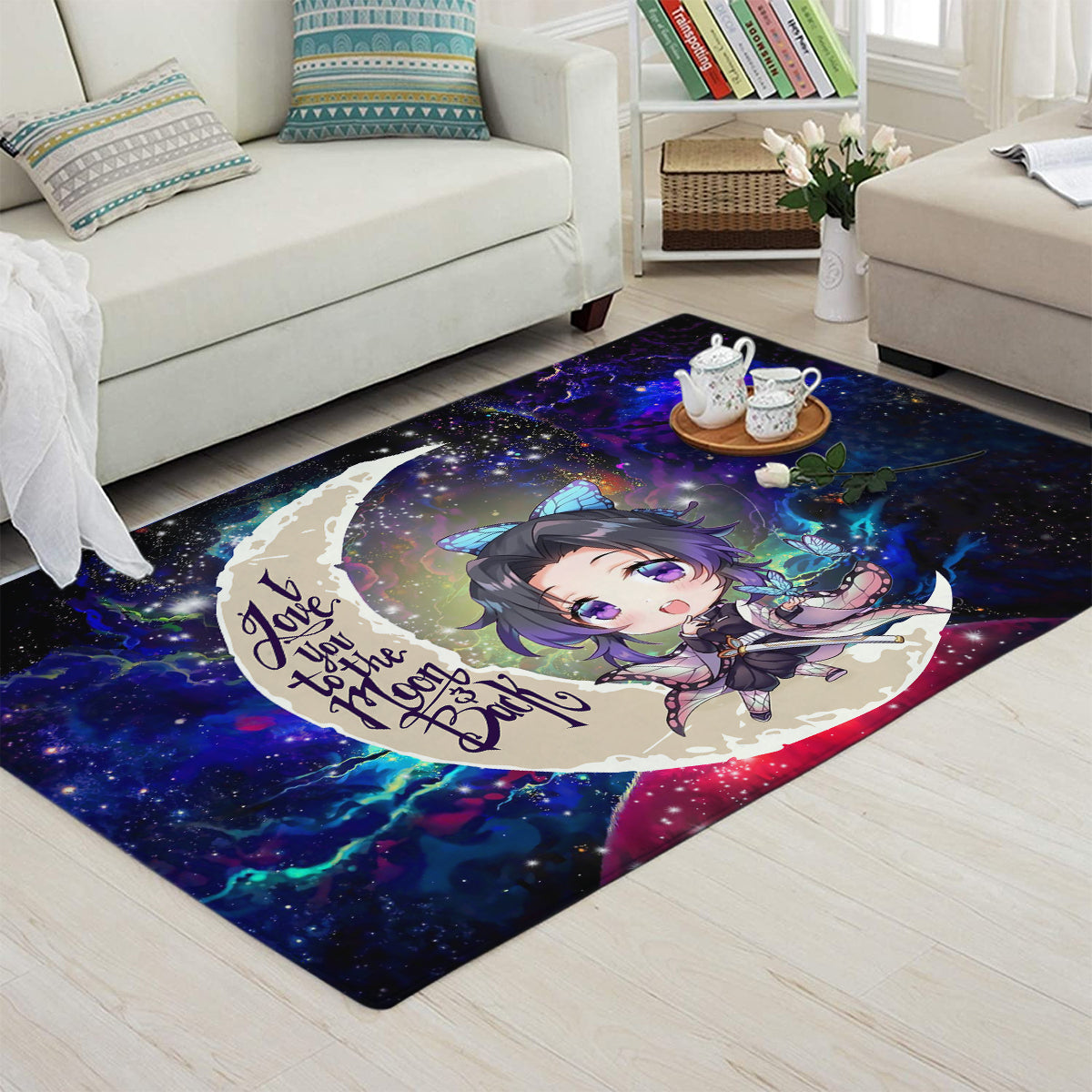 Shinobu demon slayer Love You To The Moon Carpet Rug Home Room Decor