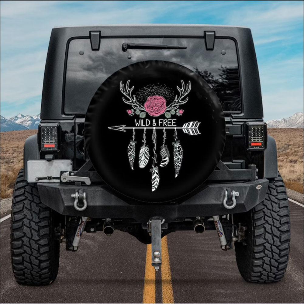 Wild And FreeCar Spare Tire Cover Gift For Campers