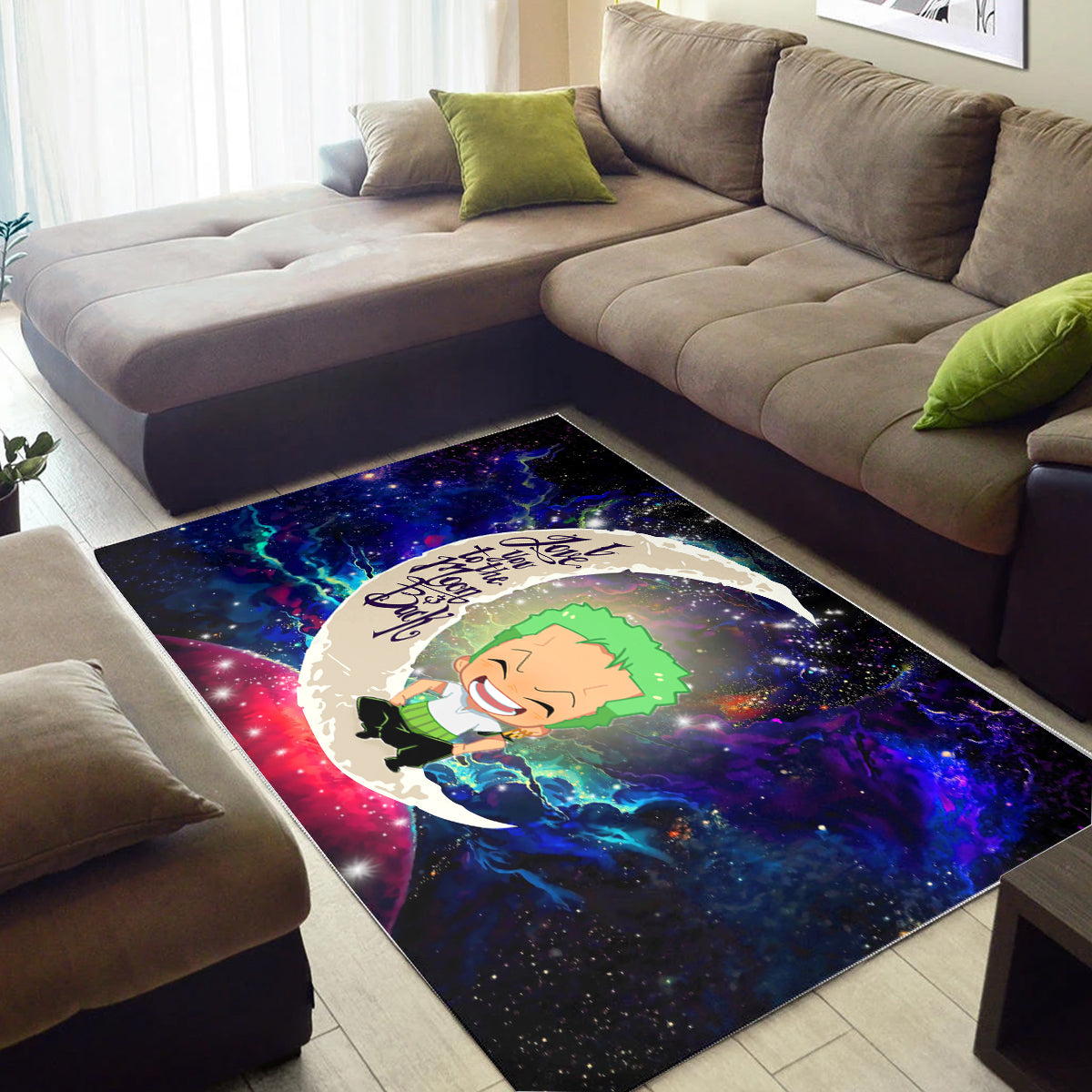 Zoro One Piece Love You To The Moon Galaxy Carpet Rug Home Room Decor