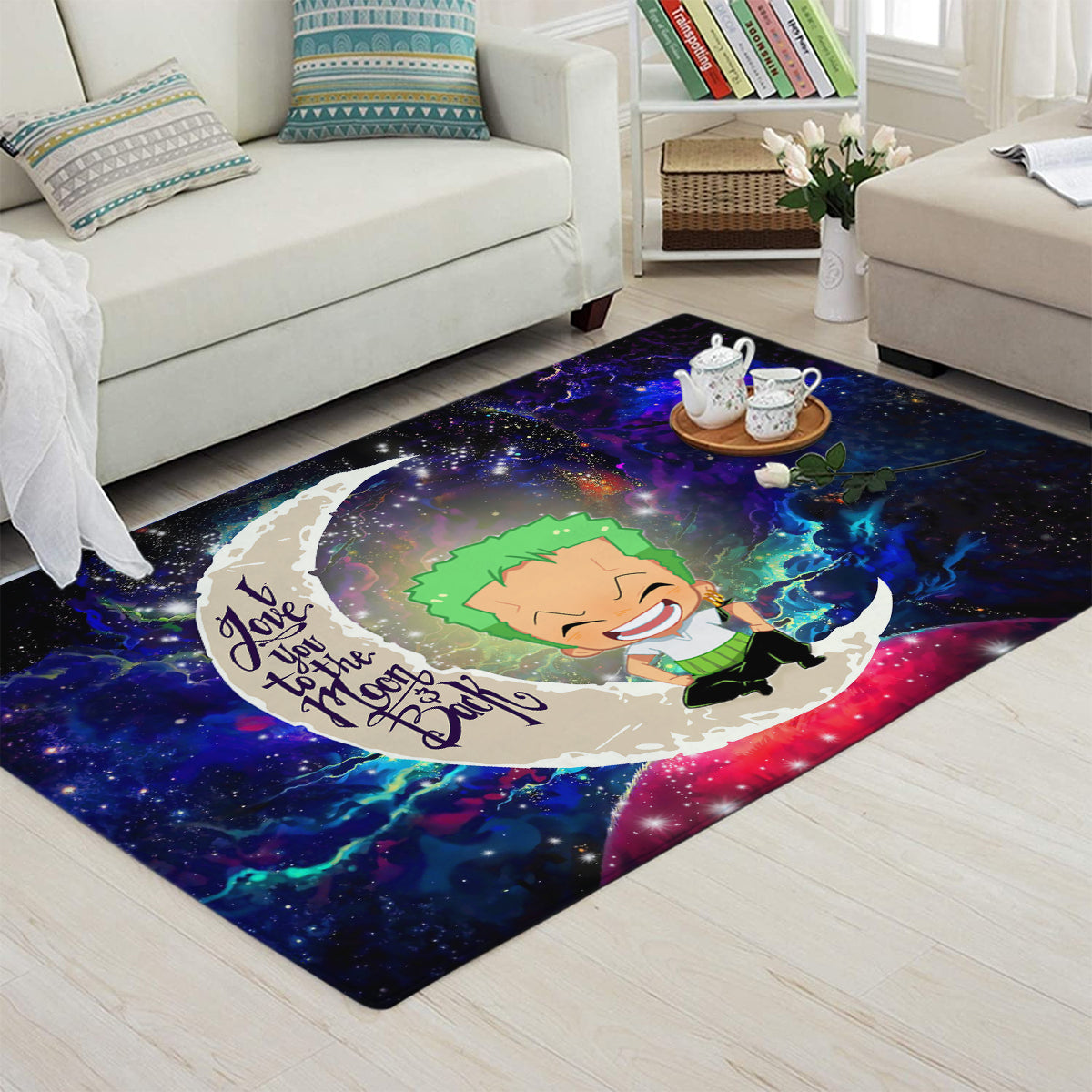 Zoro One Piece Love You To The Moon Galaxy Carpet Rug Home Room Decor