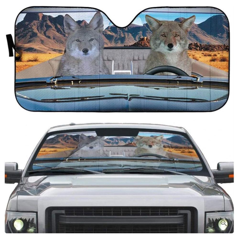 Coyote Couple Custom Car Auto Sun Shades Windshield Accessories Decor Gift
