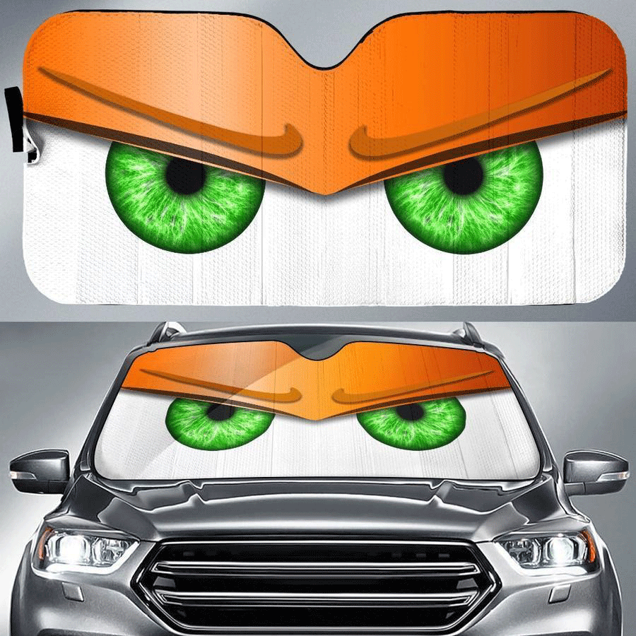 Orange Funny Angry Cartoon Eyes Car Auto Sun Shades Windshield Accessories Decor Gift