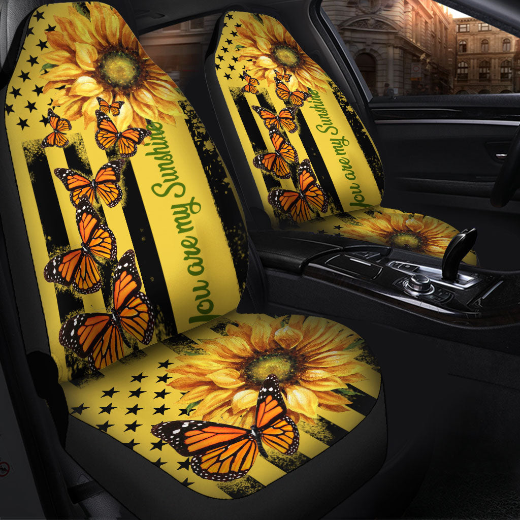 Butterfly Car Seat Covers Custom Yellow Sunflower