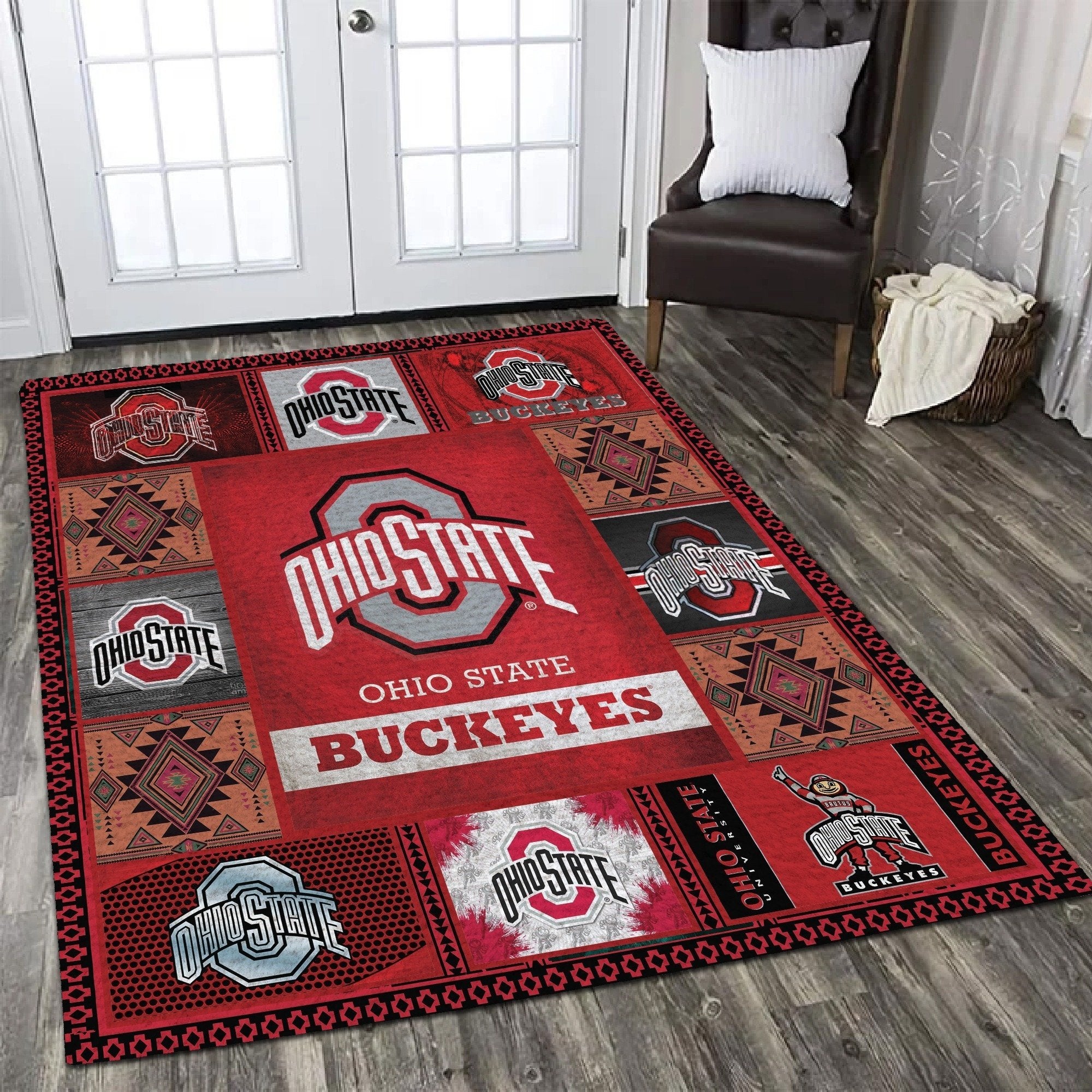 Ohio State Buckeyes Area Rug Home Decor Bedroom Living Room Decor