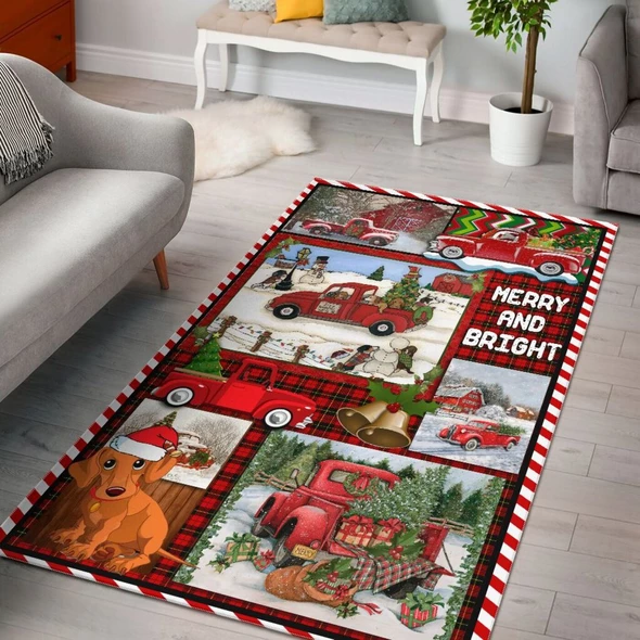 Dachshund Christmas Area Rug Home Decor Bedroom Living Room Decor