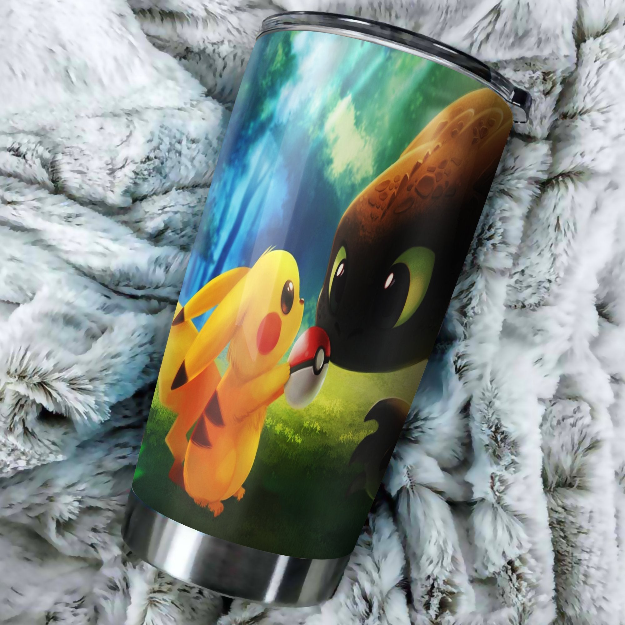 Pikachu Toothless Tumbler Perfect Birthday Best Gift Stainless Traveling Mugs 2021