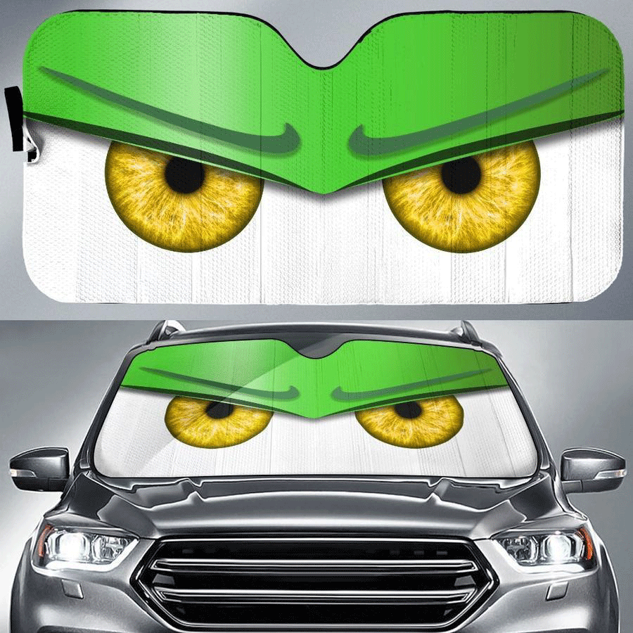 Green Funny Angry Cartoon Eyes Car Auto Sun Shades Windshield Accessories Decor Gift