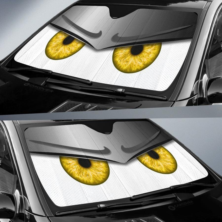 Silver Funny Angry Cartoon Eyes Car Auto Sun Shades Windshield Accessories Decor Gift