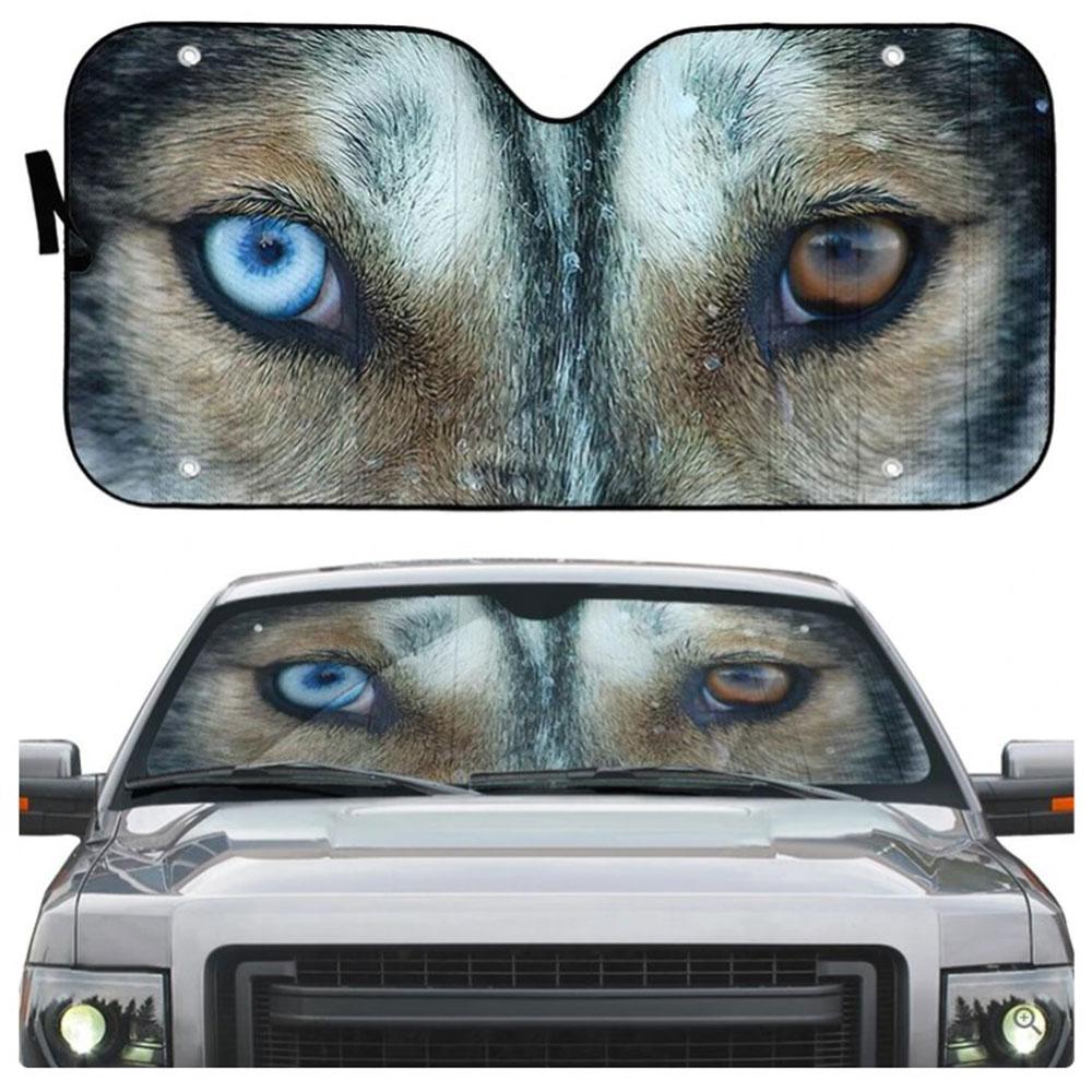 Two-Color Eyes Wolf Car Auto Sun Shades Windshield Accessories Decor Gift