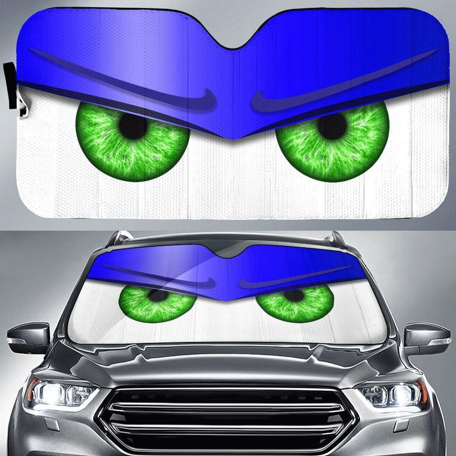 Blue Funny Angry Cartoon Eyes Car Auto Sun Shades Windshield Accessories Decor Gift