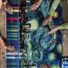 Cityscape And Starry Night Painting Mock Puzzle