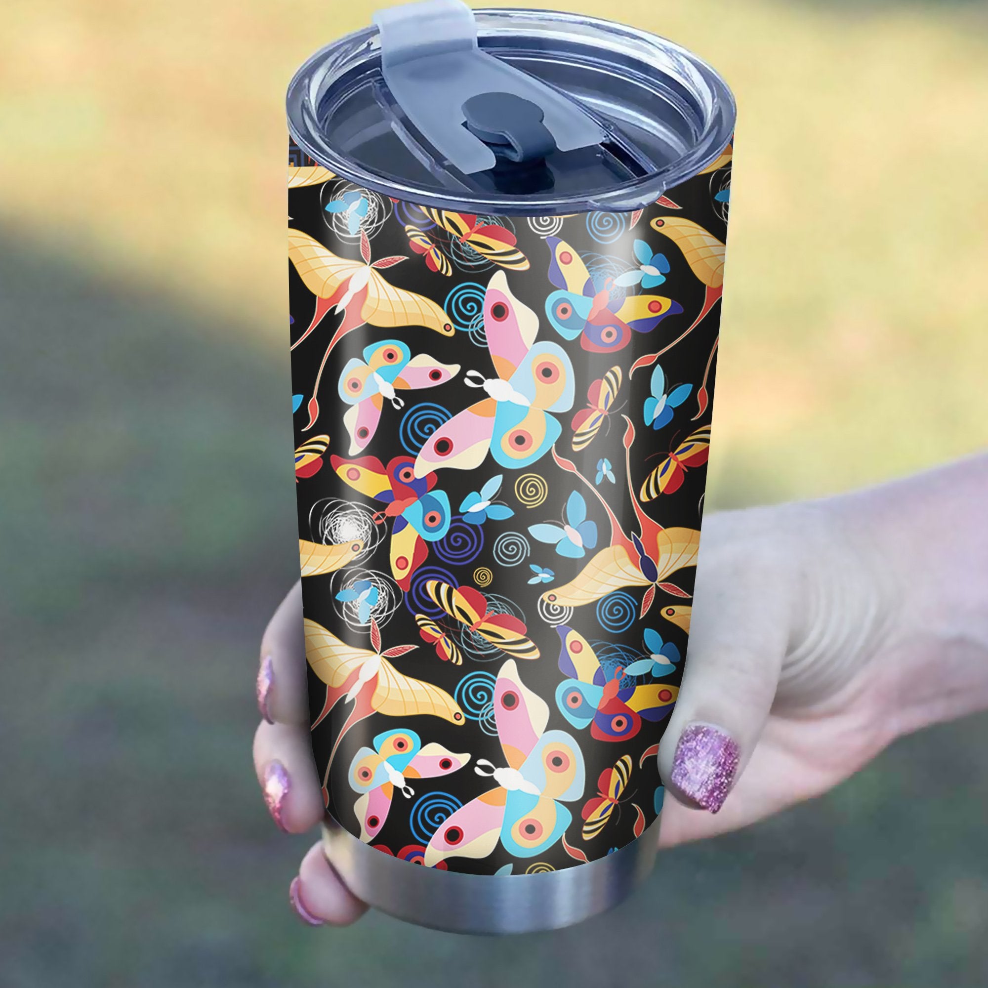 Butterfly Pattern Tumbler Best Perfect Gift Idea Stainless Traveling Mugs 2021