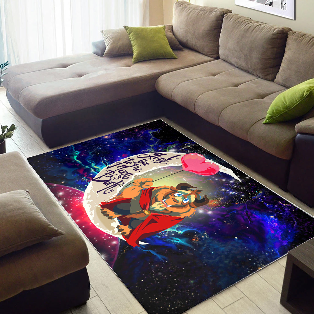 Beauty And The Beast Love You To The Moon Galaxy Carpet Rug Home Room Decor