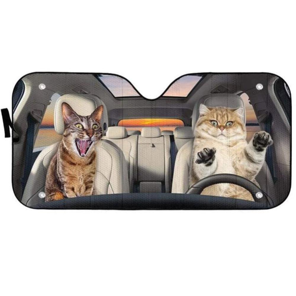Crazy Cats Custom Car Auto Sun Shades Windshield Accessories Decor Gift