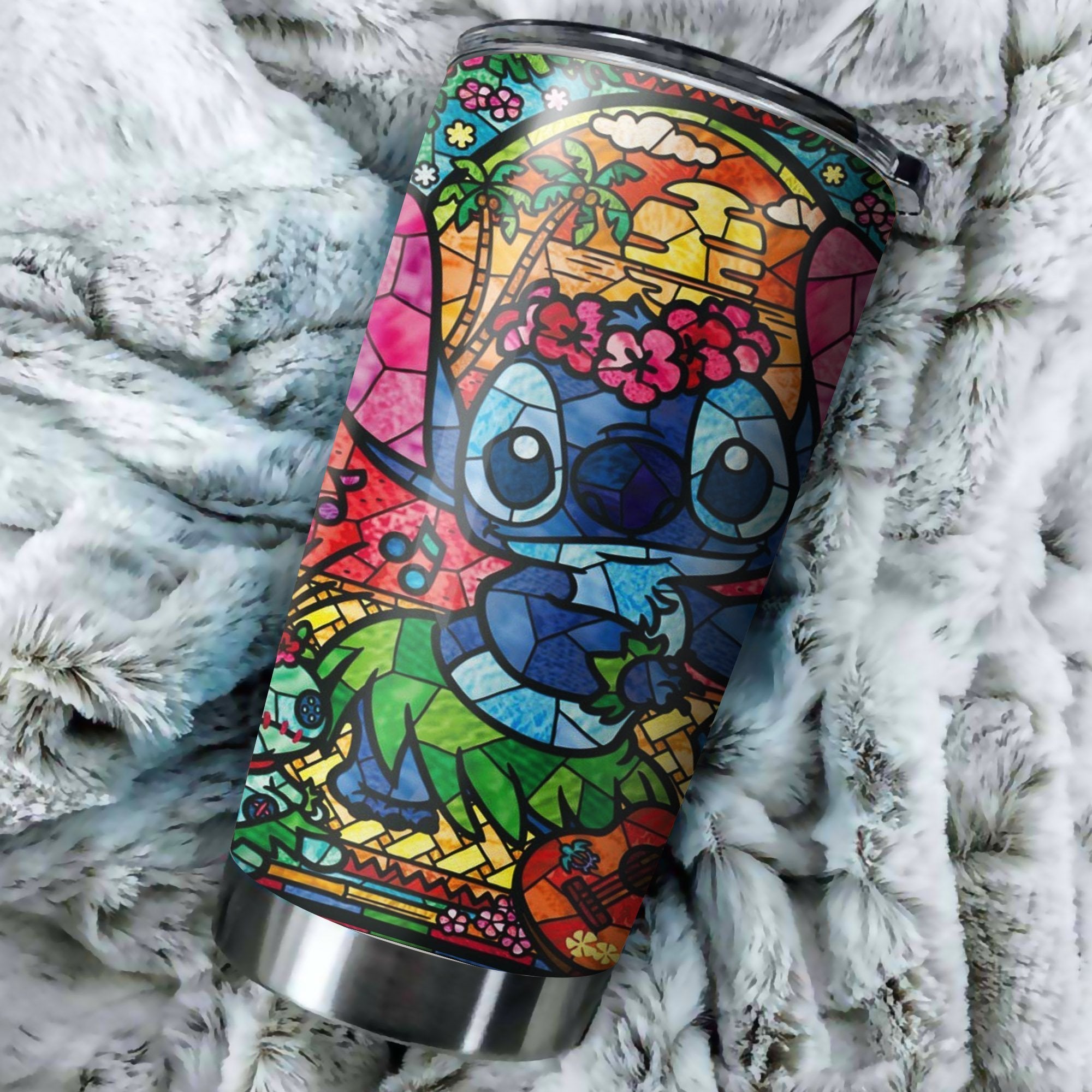 Stitch Aloha Art Tumbler Perfect Birthday Best Gift Stainless Traveling Mugs 2021