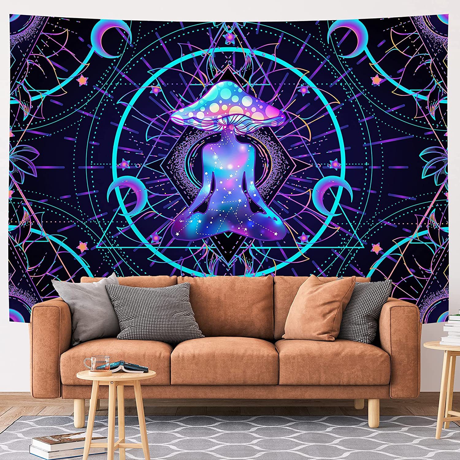 Trippy Psychedelic Wall Hanging Mushroom Tapestry Room Decor