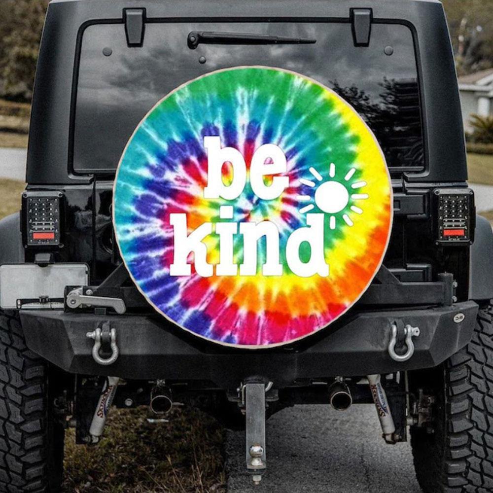 Be Kind Hippie Art Camping Custom Jeep Car Spare Tire Cover Gift For Campers