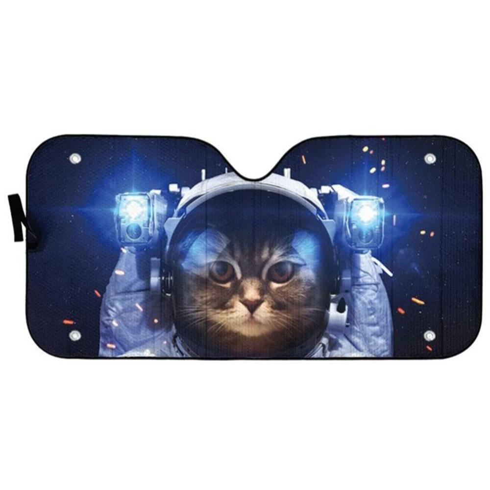 Brown Tabby Cat Astronaut Custom Car Auto Sun Shades Windshield Accessories Decor Gift