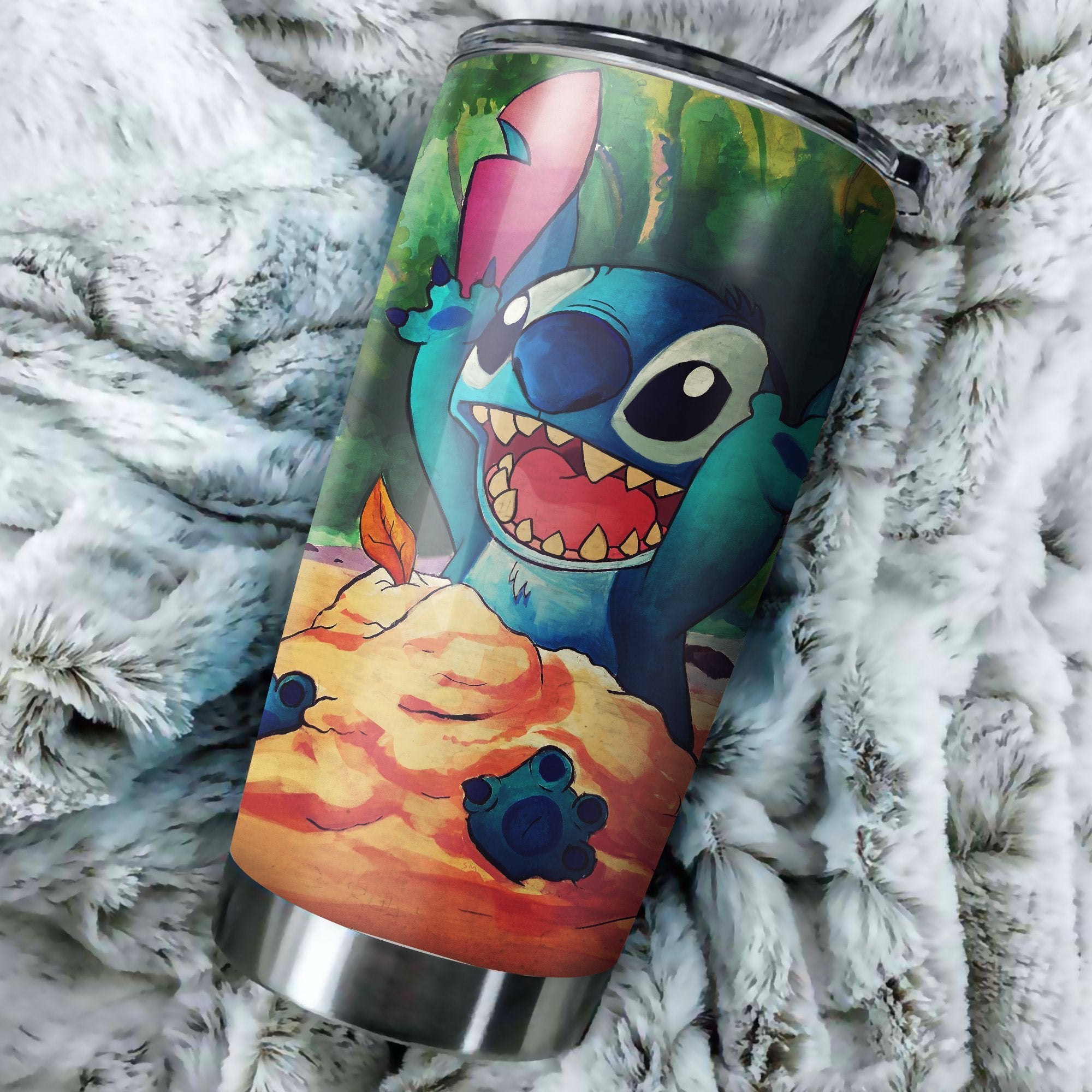 Stitch On The Beach Tumbler Perfect Birthday Best Gift Stainless Traveling Mugs 2021