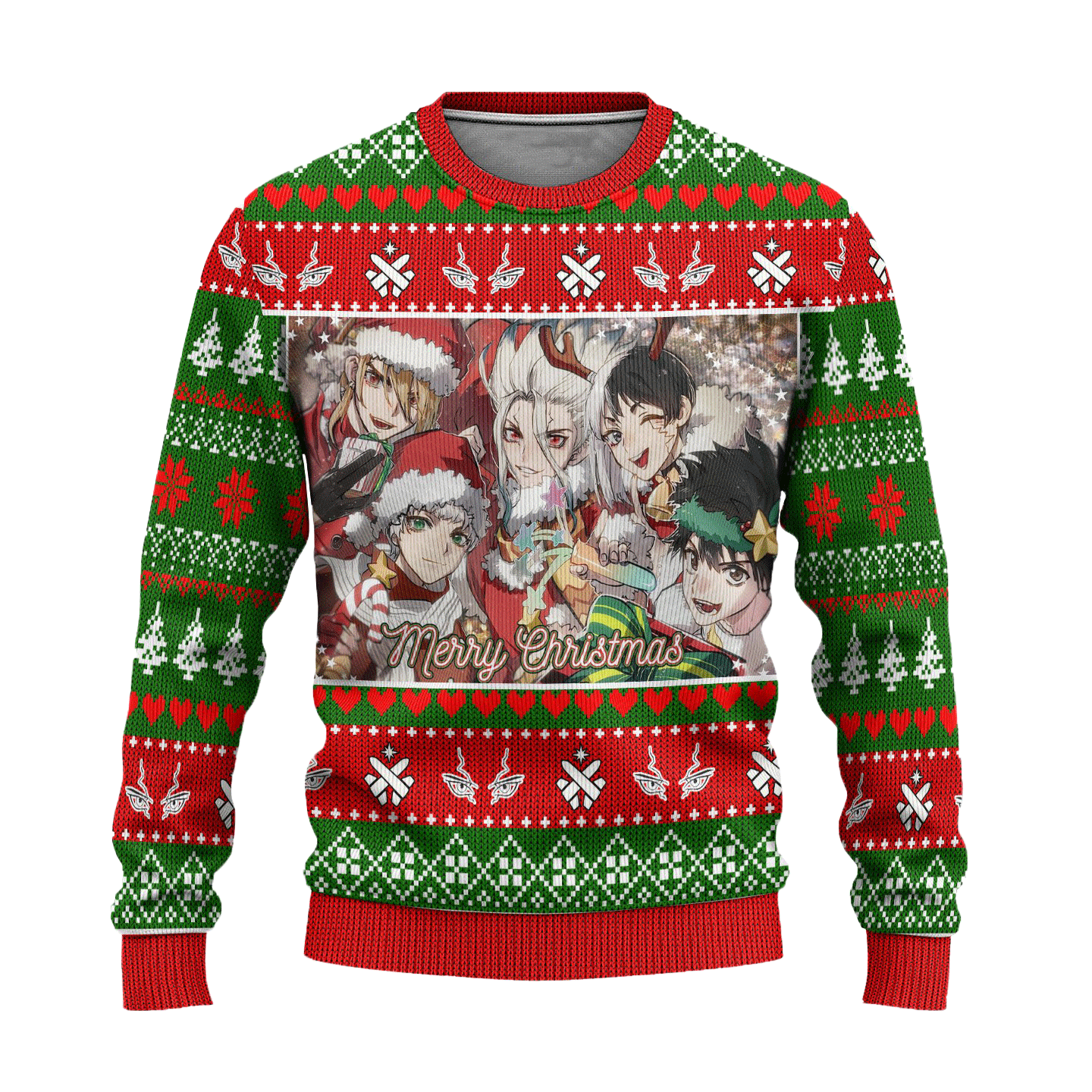 Dr Stone Anime Ugly Christmas Sweater Custom Green Xmas Gift