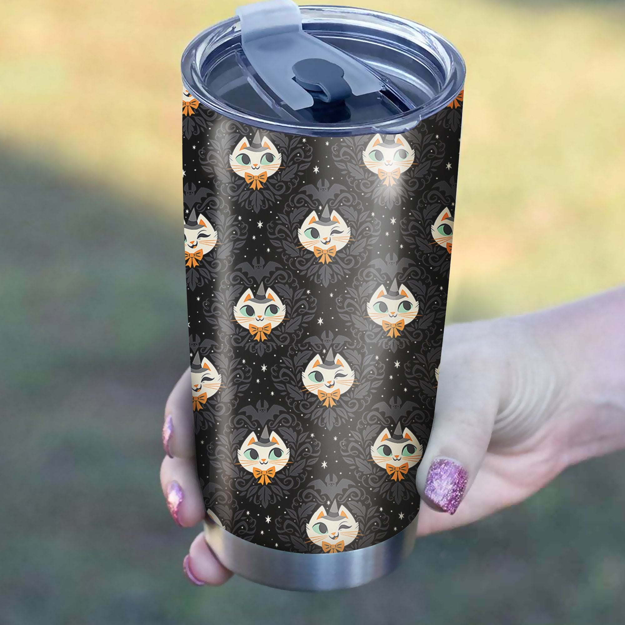 Cat Cartoon Face Pattern Tumbler Best Perfect Gift Idea Stainless Traveling Mugs 2021