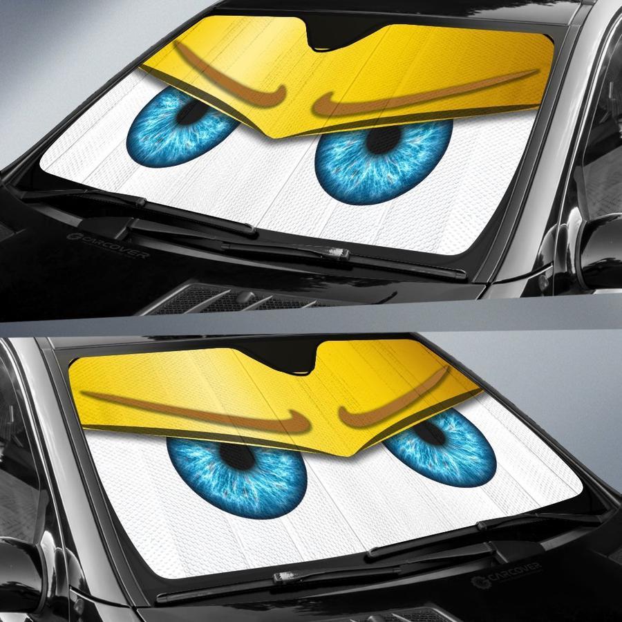 Yellow Funny Angry Cartoon Eyes Car Auto Sun Shades Windshield Accessories Decor Gift