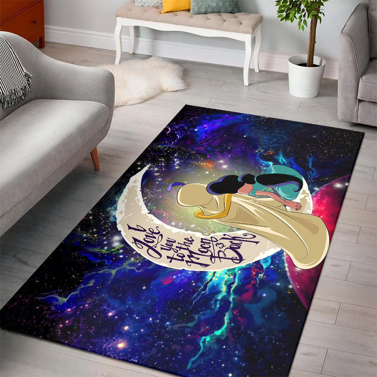 Aladin Couple Love You To The Moon Galaxy Carpet Rug Home Room Decor